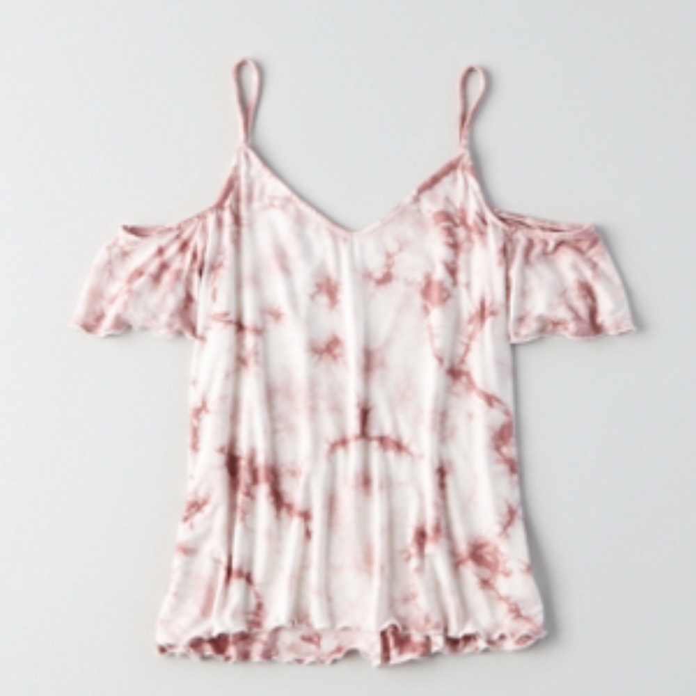 AEO off the shoulder tie die t-shirt